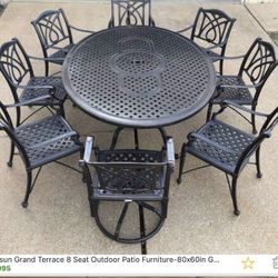 Gensun Grand Terrace 8 Seat Outdoor Patio Furniture-80x60in Geo Table 