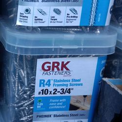 New GRK R4 Stainless Steel Framing Screws #10×2-3/4". 325Qty.