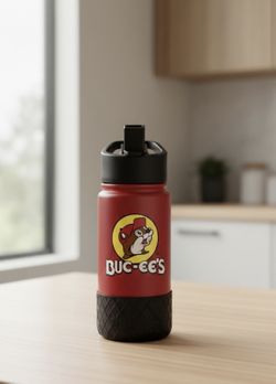 Buc-Ees 16 Oz Insulated Stainless Steel Water Bottle W/ Flip Straw Lid