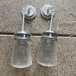 Kichler Lyndon 1 -Light Brushed Aluminum Farmhouse Seeded glass Jar Small Indoor/Outdoor Hanging