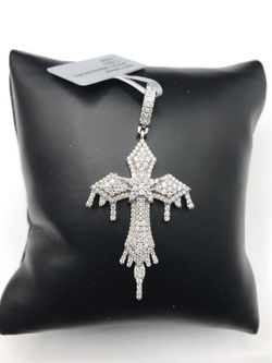 925 Sterling Silver 1.59CT MOISSANITE Dripping cross Men’s Pendant 