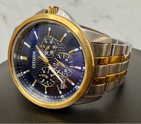 Citizen 6329-S127173 Two-Tone Blue Dial Quartz Multifunction Men’s Watch WR100