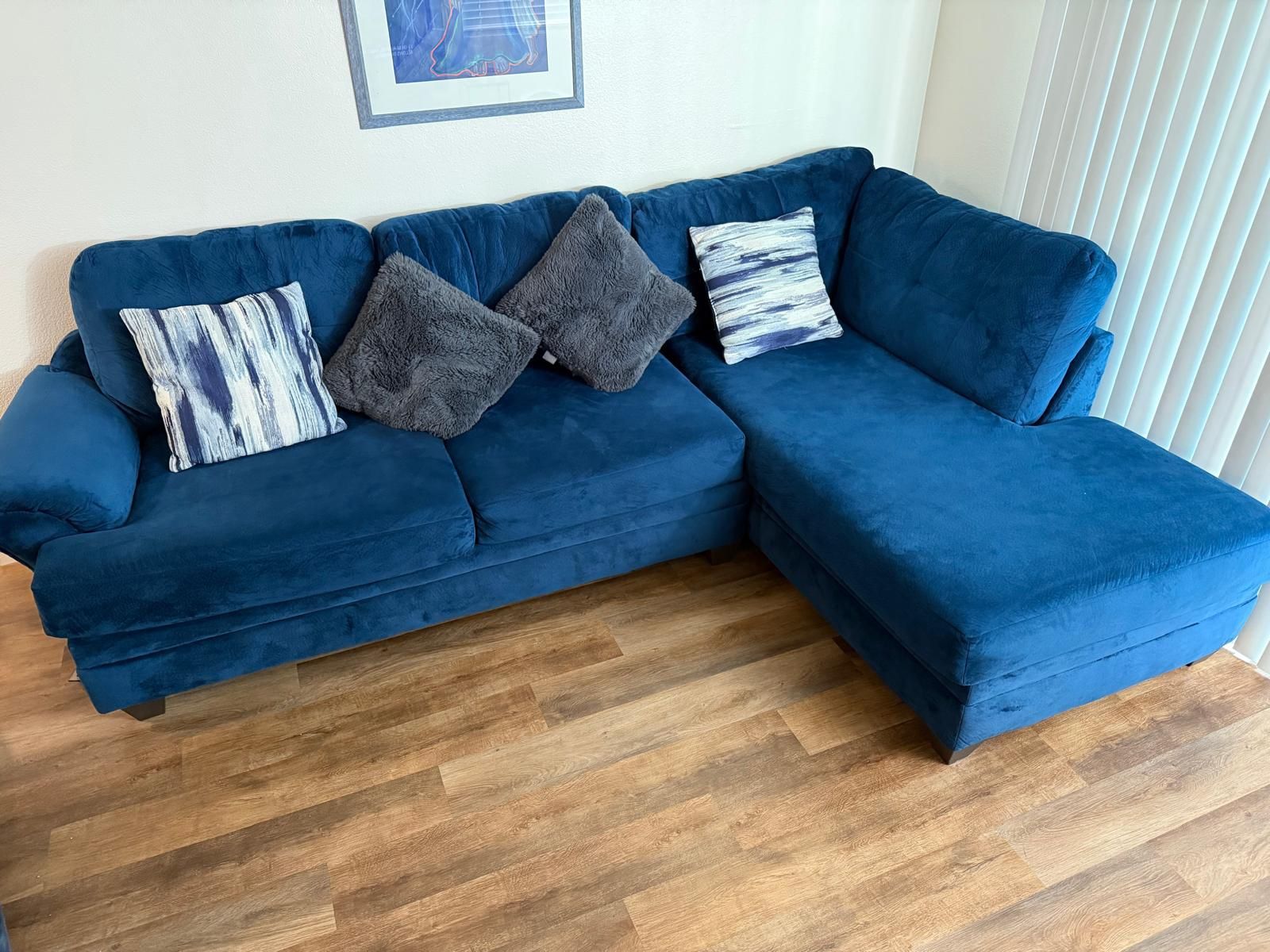 Blue Sectional Sofa – Excellent Condition - $400