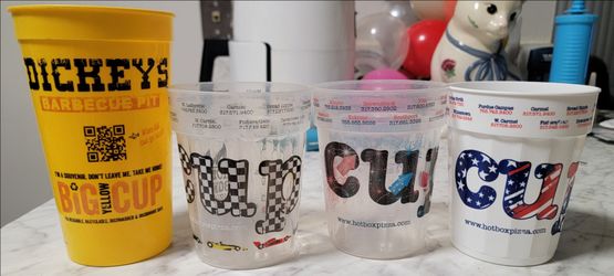 Dickey's Barbecue and Hotbox Pizza Plastic Cups