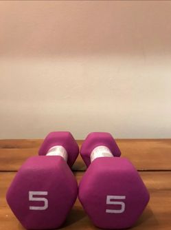 Lot Of 2 CAP Hex Neoprene 5 lb Pound Dumbbell Weights NEW Total 10 Lbs