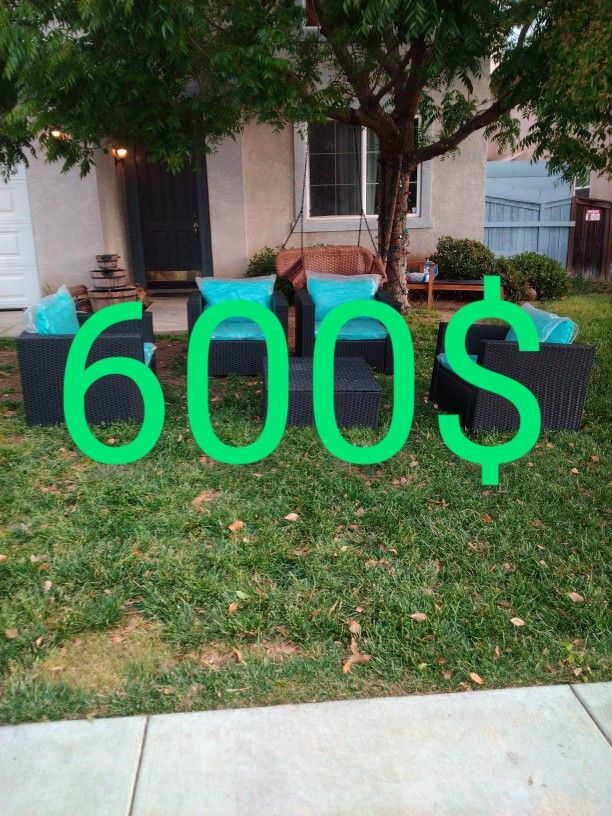 Seven Piece Patio Furniture Set Outdoor Patio Furniture Patio Chairs Outdoor Chairs Rattan Wicker Furniture  Household