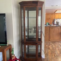 Wooden China Cabinet With Light 