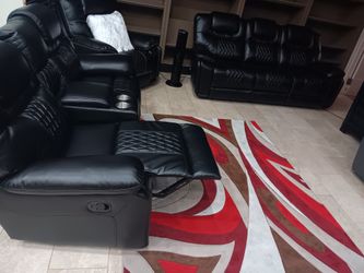 *Wow!!!*---Stunning Santiago Black Leather Reclining 3 Piece Sets---Only $1699!!!---Delivery/$10 Down Financing🫡