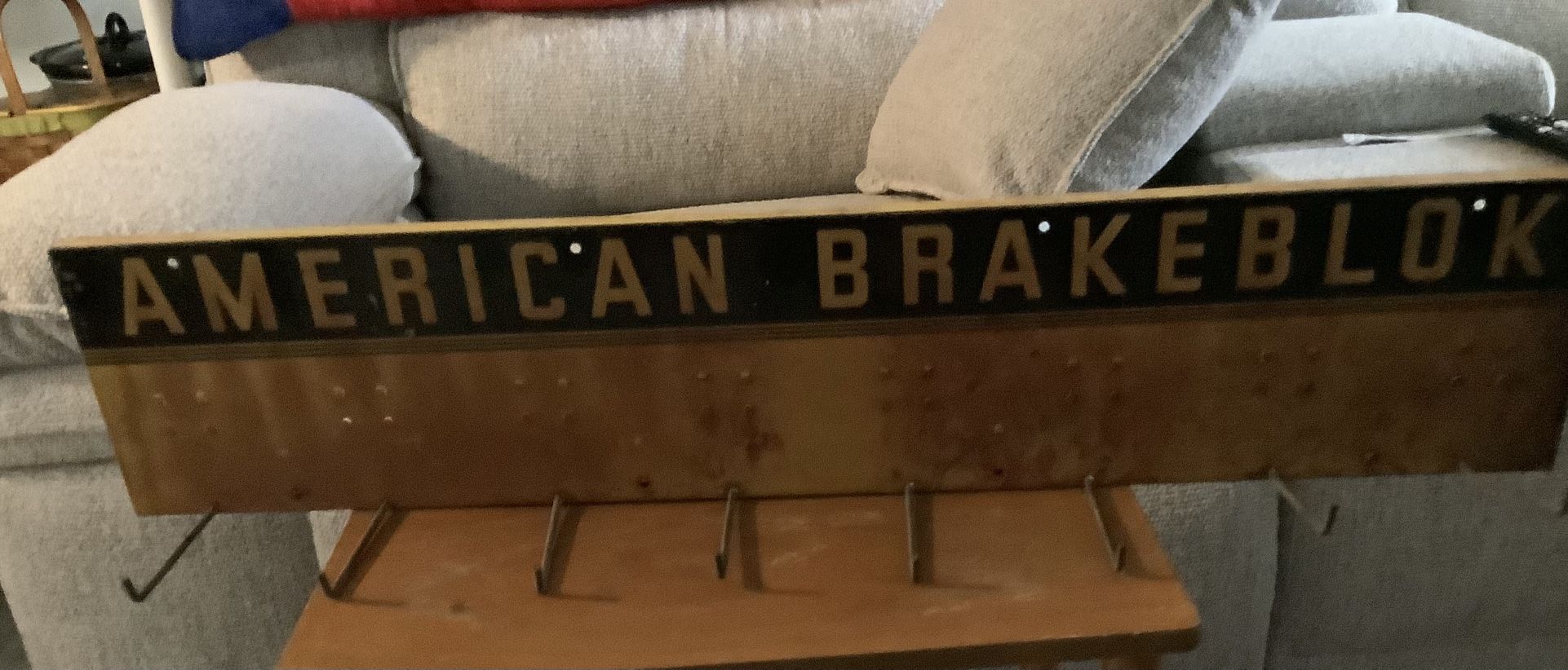 Vintage AMERICAN BRAKEBLOK W/ Original Hooks For Hanging Belts. RARE.