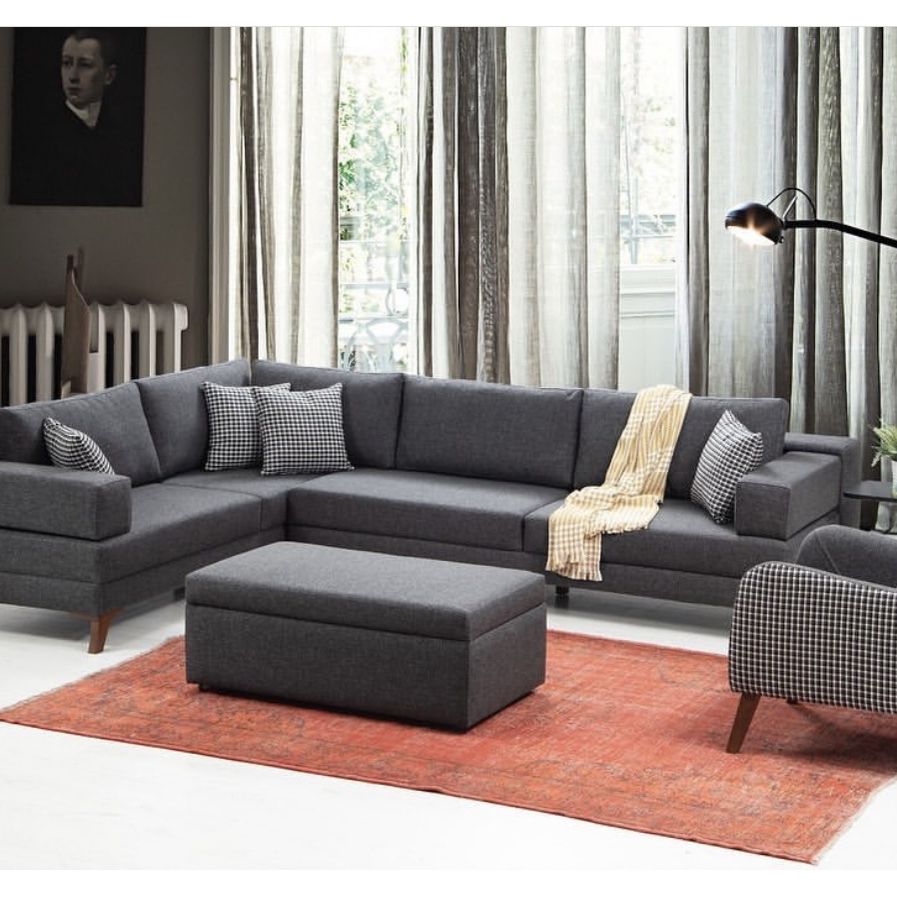 Sectional Sofa And armchair (blue And Brown Color Left)