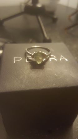 PEORA Diamond Ring, Green Amethyst, 14k White Gold