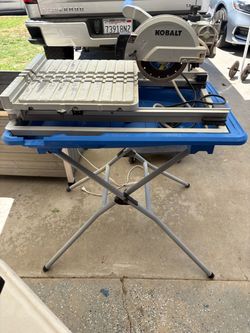 Kobalt Wet Sliding Table Tile Saw with Stand works great