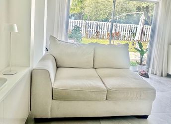 Light Beige Fabric Loveseat Sofa