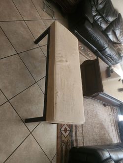Upholstered Bench with Dark Metal Frame