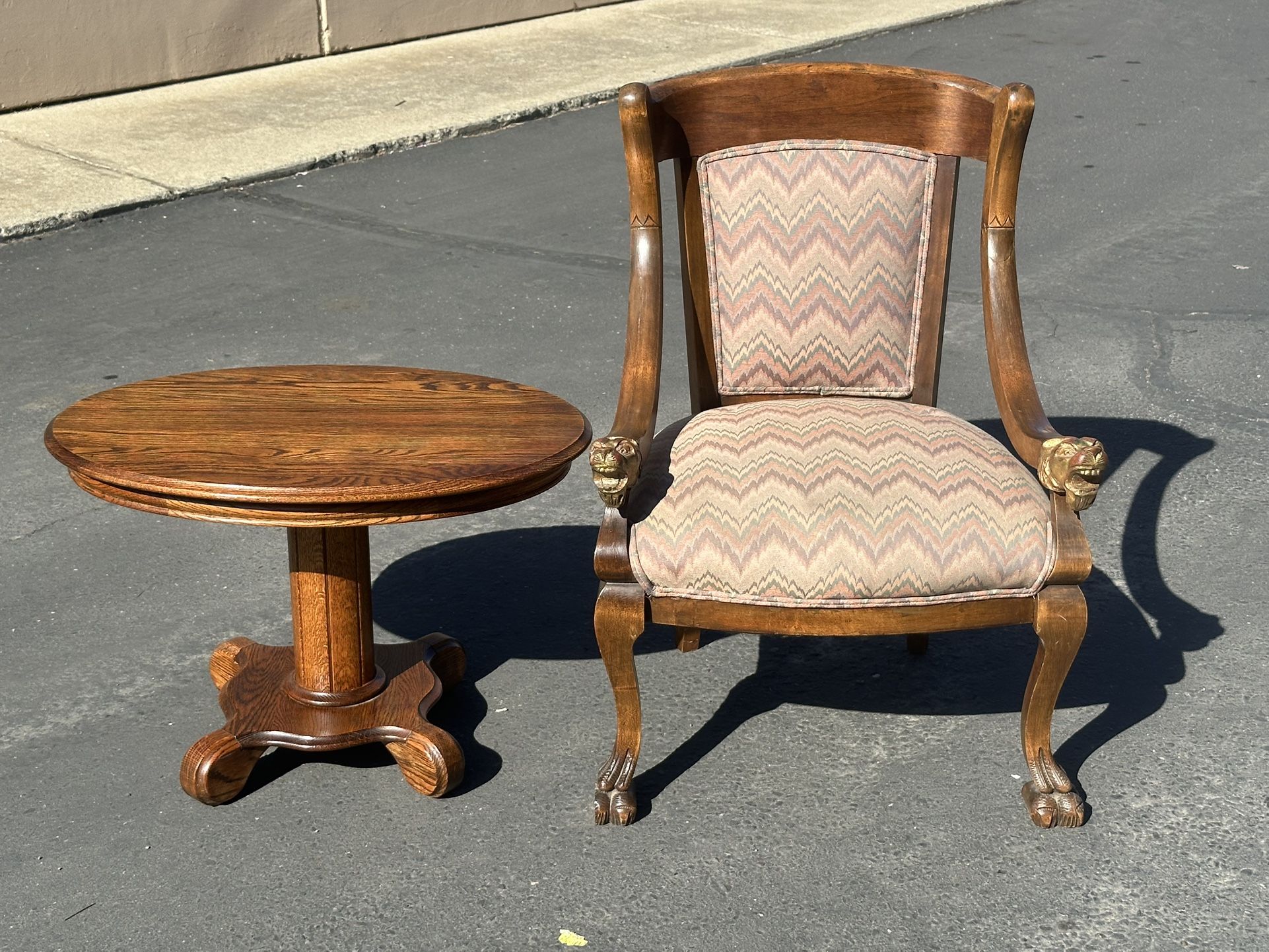 Antique Chair With Oak Side Table