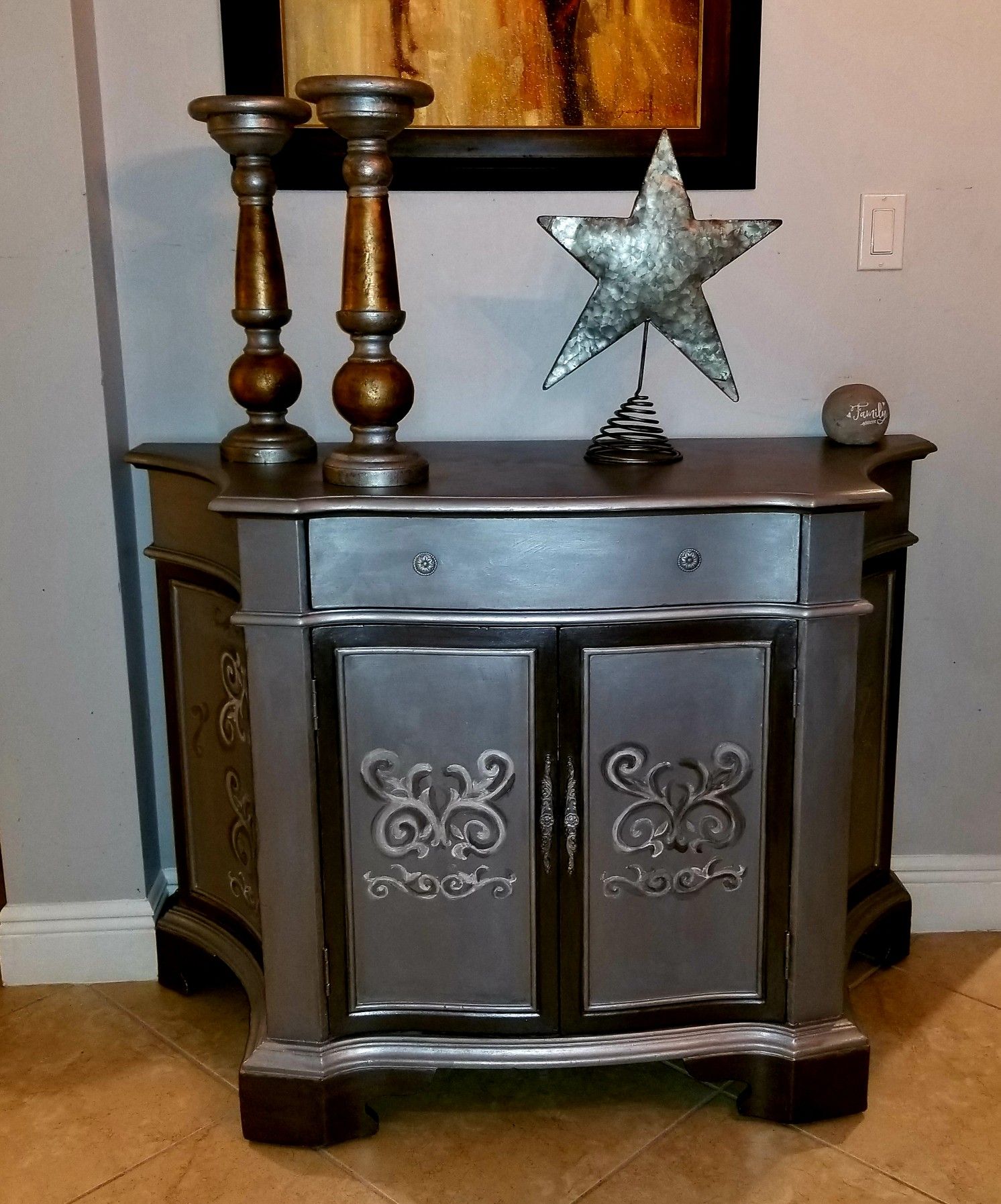 Silver credenza- tv stand