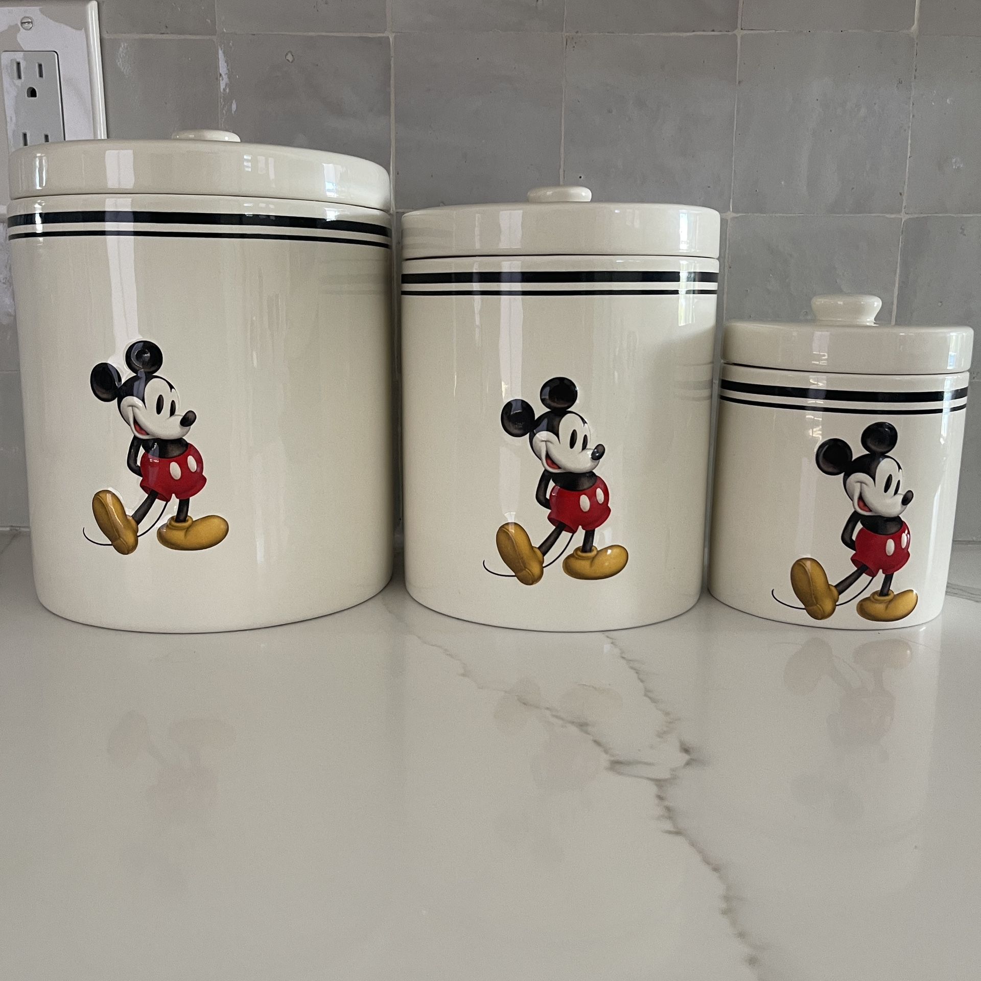 Disney Mickey Mouse Canister Cookie Jar Set Of 3 Mickey Mouse & Friends VINTAGE