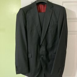 Black Wool Suit Men Size 40R