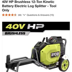 40 V Log Splitter Brand New