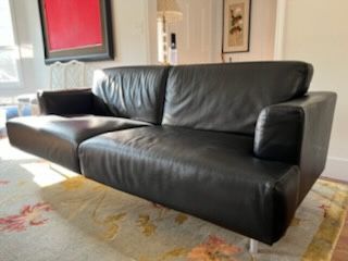 Cassani Italian Classic loveseat/chair/ottoman Set: Black