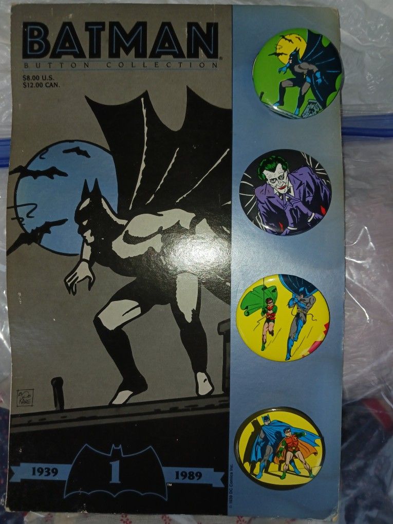 Vintage Batman Buttons On Display