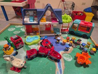 Little people house, fire truck, village