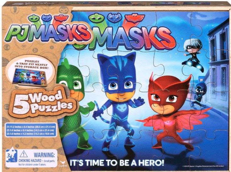 PJ Masks 5 Wood Puzzles Kids