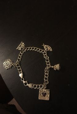 Solid Sterling silver Christmas charm bracelet
