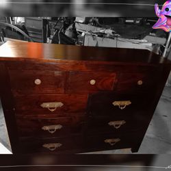 Cherry Red Real Wood 9 Drawer Dresser