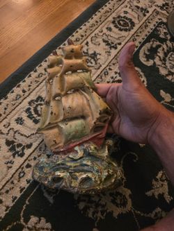 Antique Cast Iron Sailing Ship Doorstop