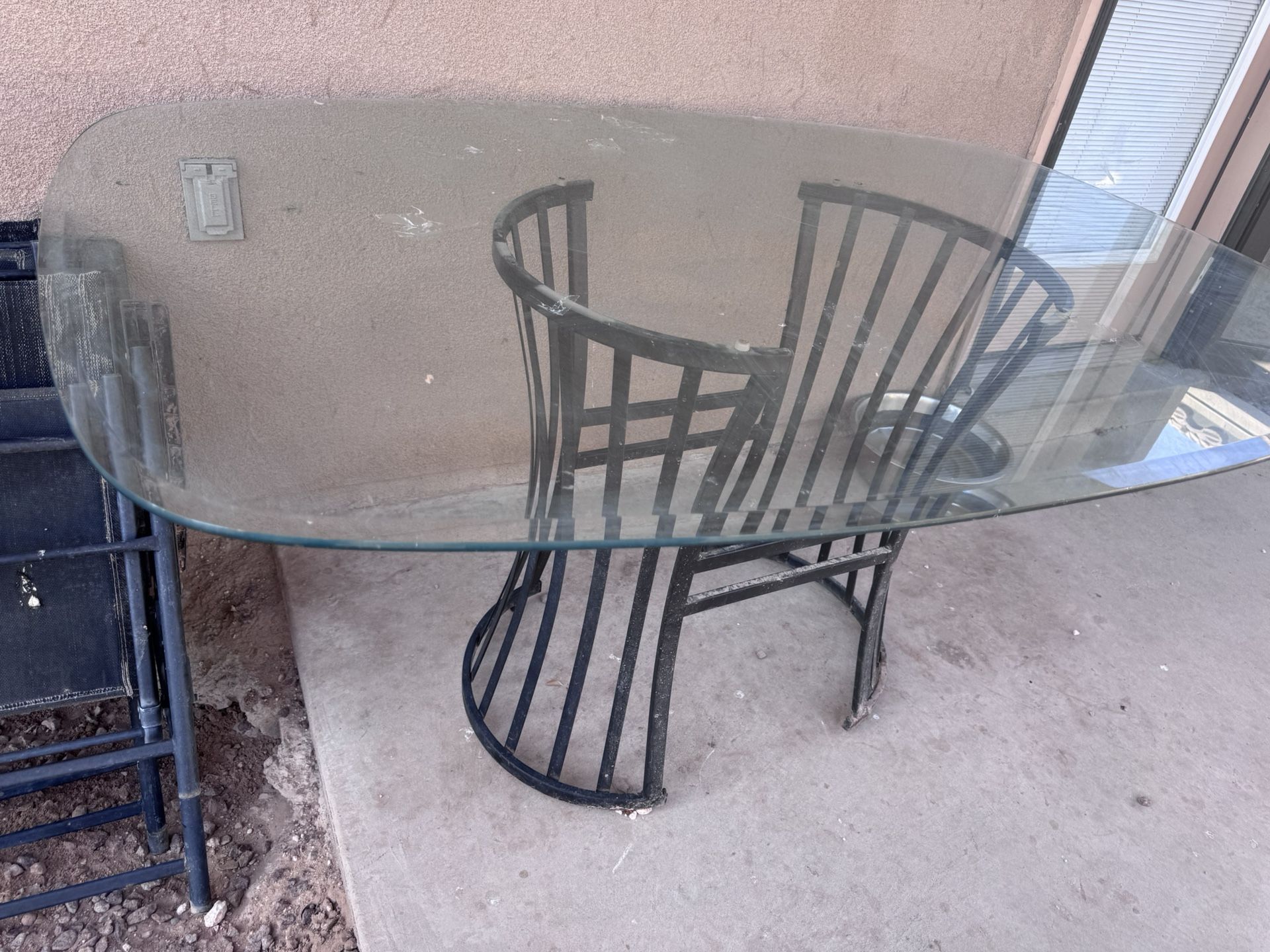 Outdoor Metal And Glass Table