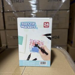 24 Color Soft Tip Markers /Kids Art Set /With Case
