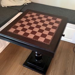 Wooden Chess / Checkers Game Table with Built-In Storage Drawers