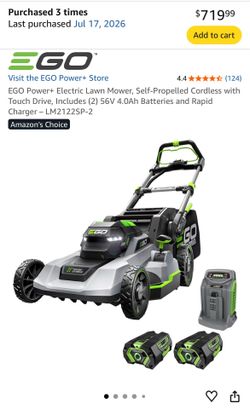 Brand new ego power mower 21 inch self-propelled cordless mower with two batteries