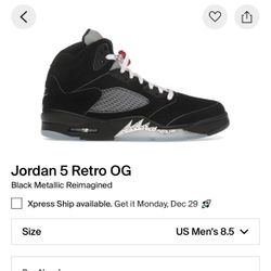 Jordan 5 Metallic Size 8.5 Read Description 