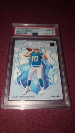 2020 Panini Donruss Justin Herbert White Hot Rookies PSA 10