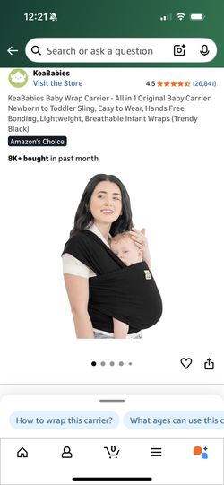 KeaBabies Baby Wrap Carrier in black