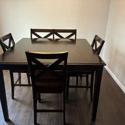 Dining Table With 3 Chairs, Bench And Table Extender 