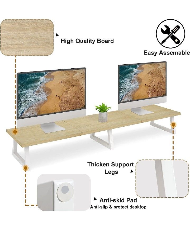 42" Teamix Large Dual Monitor Riser Stand