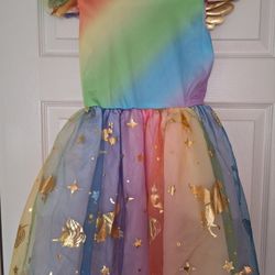 Rainbow unicorn Girl's Dress Size M (8-9 years old) Halloween costume New no tags