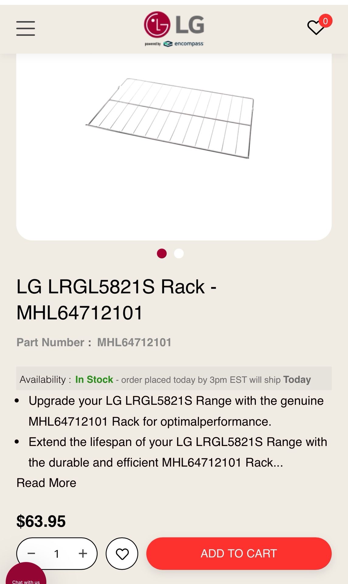 LG range Stainless Rack LRGL5821 / LRGL5825 / LRGL5823