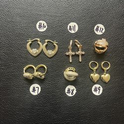 Gold Plated Cross Heart Hoop Earrings .