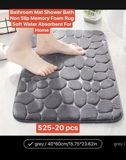 20 Pcs, Bathroom Mat Shower Bath Non Slip Memory Foam Rug Soft Water Absorbent For Home