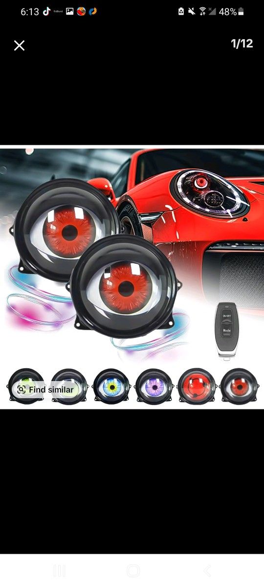 2x 12V LED WiFi Control Devil's Eye Lights Evil Eye Headlight Projector Lights