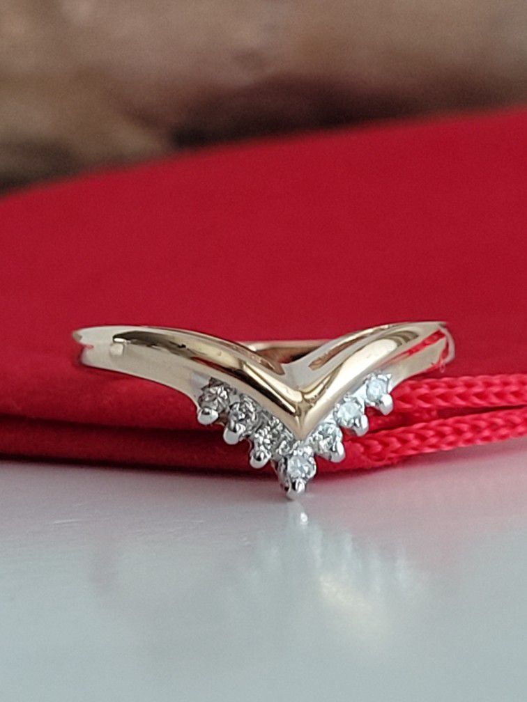 ❤️14k Size 6 Precious Solid Yellow Gold Genuine Diamond Tiara Design Ring!/ Anillo de Oro con Diamantes Genuinos!👌🎁Post Tags: Anillo de Oro