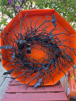 Orange Octagonal Halloween wreath