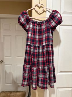 Girl Plaid Tiered Puff Sleeve Dress