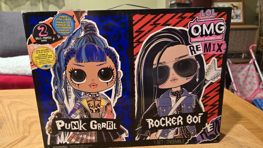 LOL Surprise! OMG Remix Rocker Boi and Punk Grrrl 2 Fashion Dolls. Brand New!