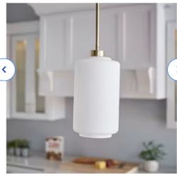 Origin 21 Kason Gold Transitional White Glass Cylinder Mini Pendant Light