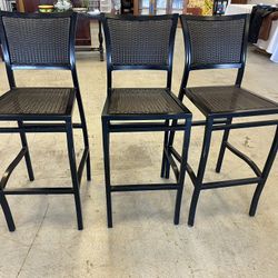 Wicker Weave Armless 3 Bar Stool/ Counter Chairs